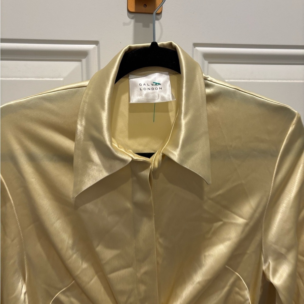 Galvan Twisted Cutout Liquid Satin Maxi Shirtdress - Picture 5 of 6